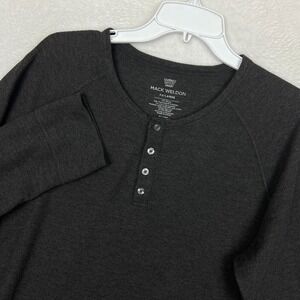 Mack Weldon Henley Thermal Long Sleeve Shirt Mens 2XL Dark Gray Knit